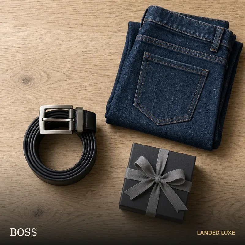 Illustrative scene for BOSS Men’s Baxton Italian Leather Belt, Black – not the actual product