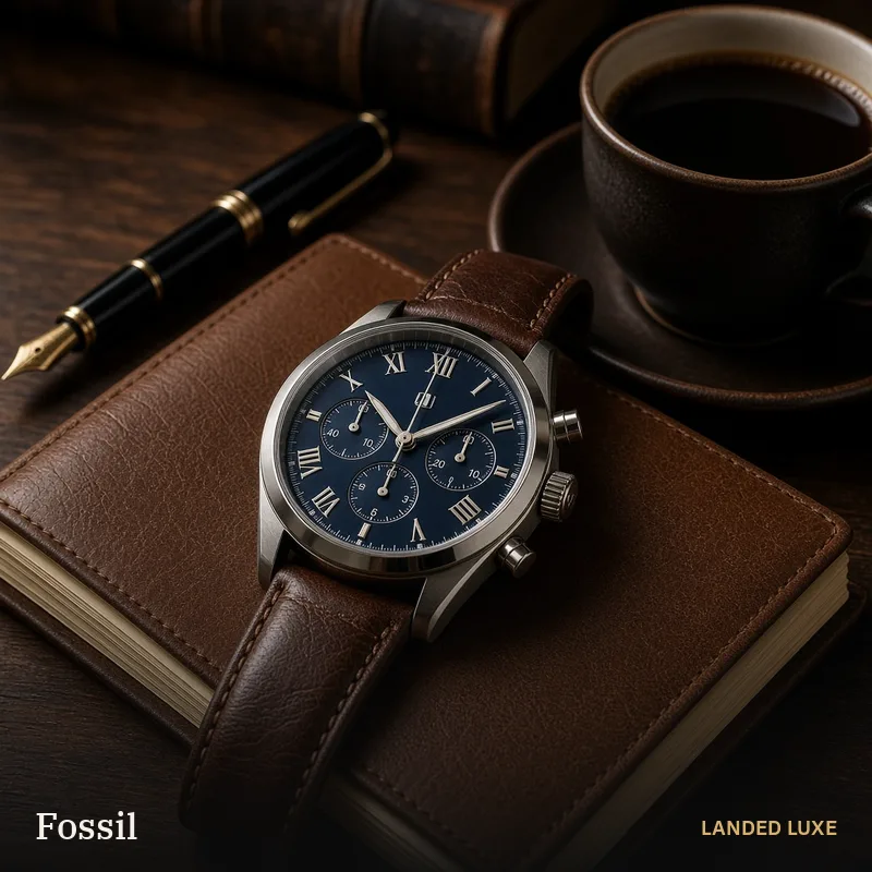 Illustrative scene for Fossil Grant Men’s 44mm Blue Chronograph Watch FS5151 – not the actual product