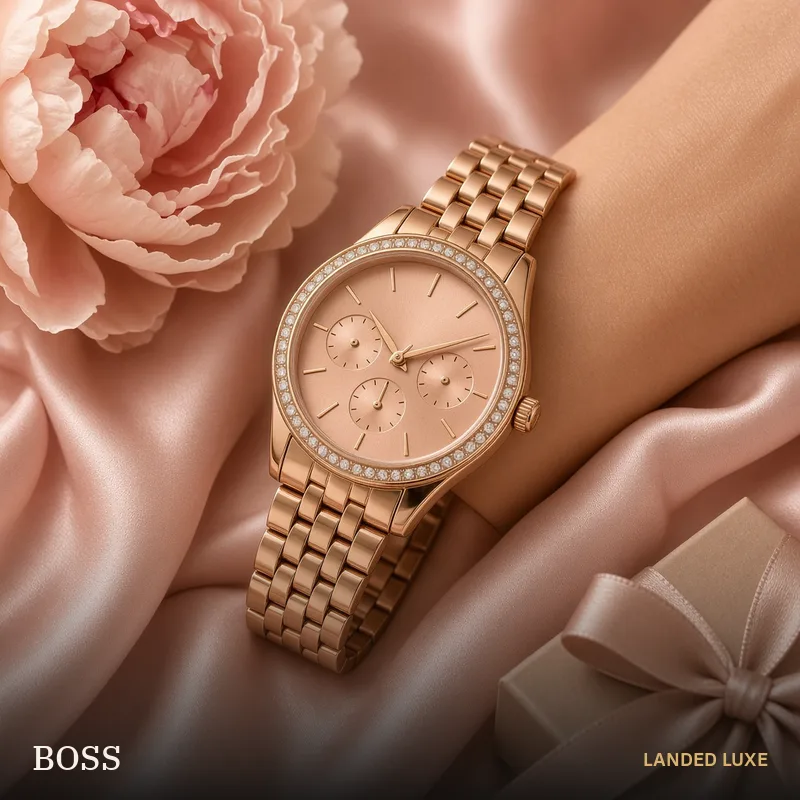 Illustrative scene for BOSS Hera Women’s 38mm Rose Gold Multi-Function Watch 1502592 – not the actual product