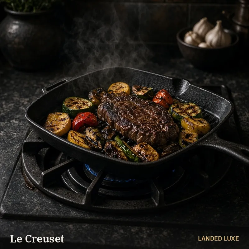 Illustrative scene for Le Creuset Signature Cast Iron Grillit Pan – not the actual product