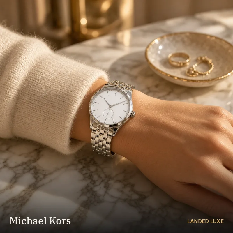 Illustrative scene for Michael Kors Harlowe Women’s 38mm Silver-Tone Watch MK4708 – not the actual product