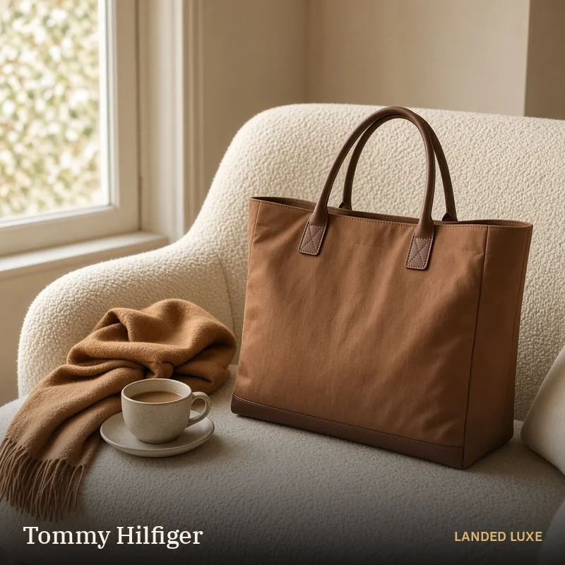Illustrative scene for Tommy Hilfiger Women’s Popette Tote Bag, Fondant Brown – not the actual product